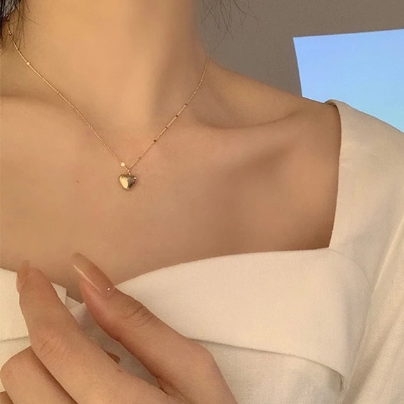 Vermeil Gold heart charm necklace sterling silver gold plated - Picture 4 of 12